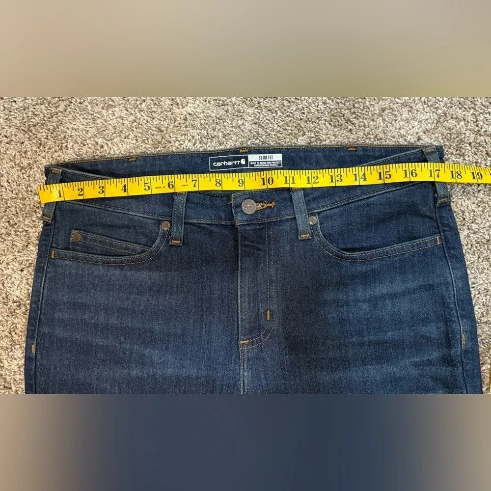 CARHARTT Women's Dark Blue Slim Fit Tapered Jeans 14S Rugged‎ Flex